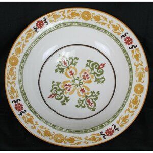 Williams Sonoma Asolo Pasta Bowl Filigree Flowers Italy 15" Serving Yellow-Gold